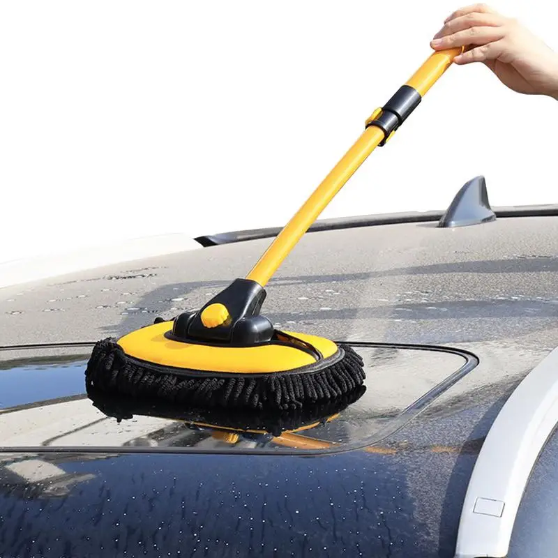 Long Handle Car Wash Brush Duster Car Mop Microfiber Tire Scrubber Wheel Hub Brush Ultra Fine Fiber Dust Collector Gap Car