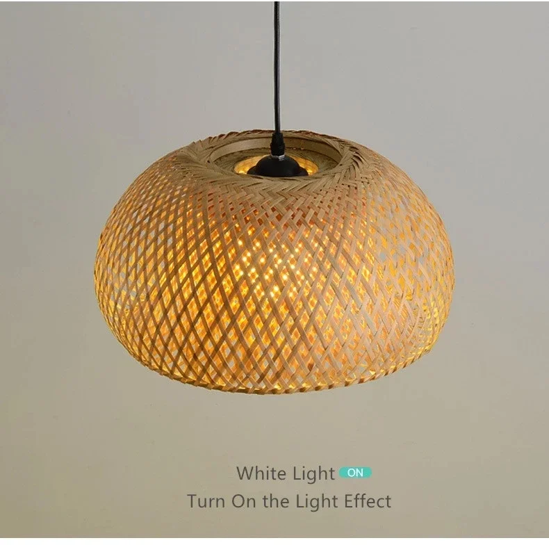 Imagem -03 - Bamboo Rattan Luzes Pingente Lustre Japonês Tecelagem Artesanal Lâmpadas Penduradas Tons de Vime Suspensão de Iluminação E27 Natural