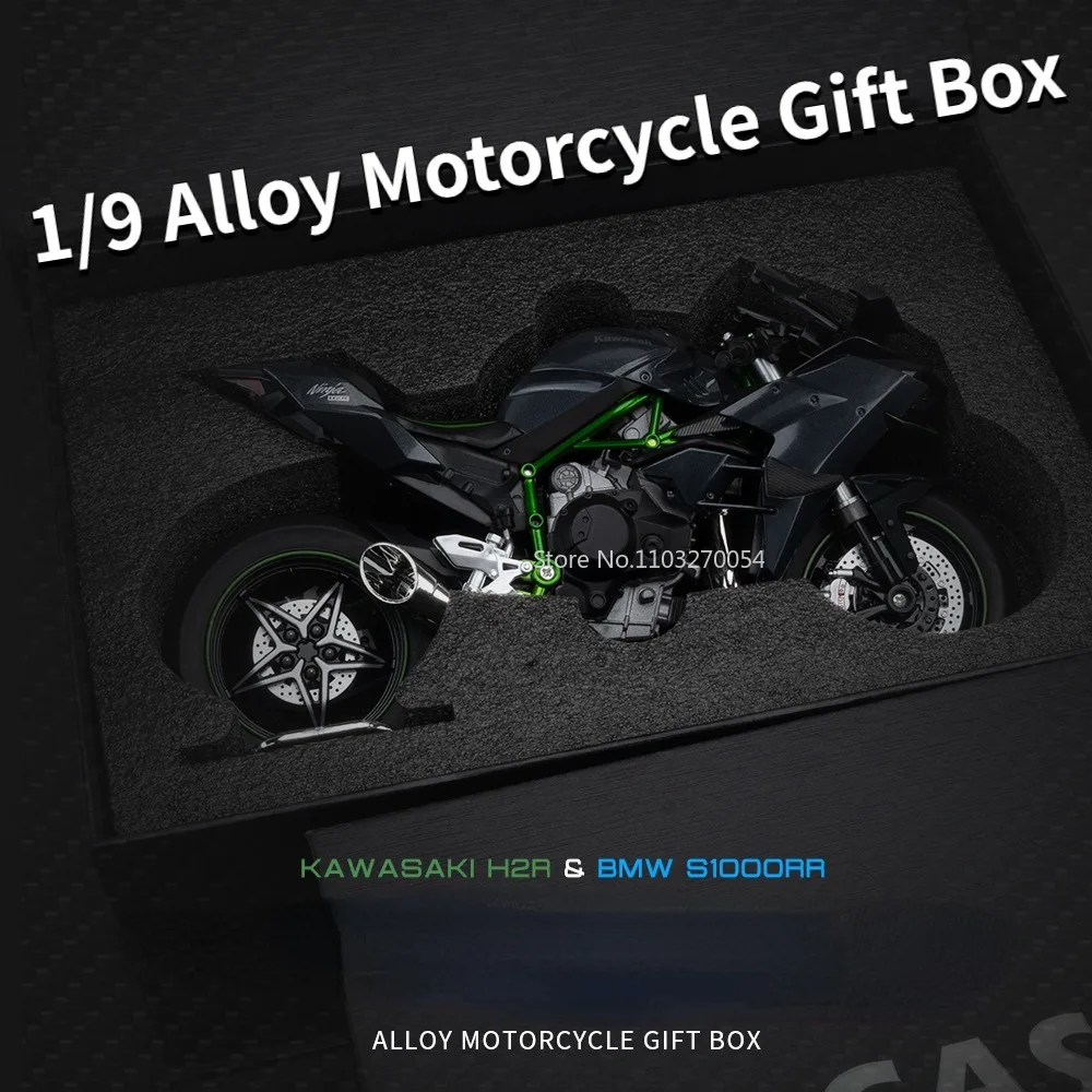 1/9 Kawasaki H2R Alloy Motorcycle Models Gift Box Series Diecasts Simulation Motorbike Vehicle Model Toys For Kids Birthday Gift