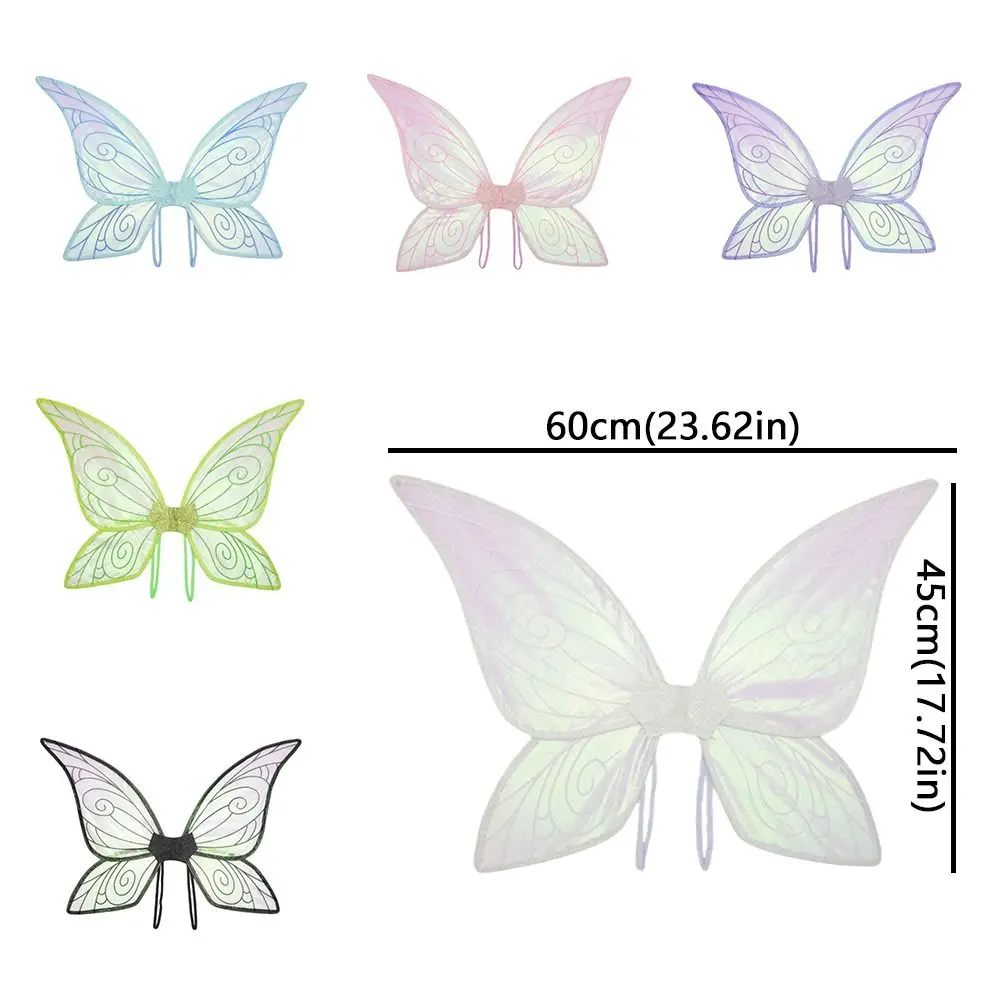 سباركلي التدرج فراشة أجنحة الأميرة الملونة الأورجانزا الجنية أجنحة الفراشة اليدوية الأشرطة المرنة أجنحة تأثيري #6