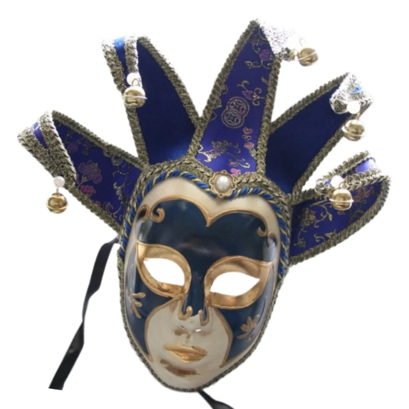 652F Masquerade Full Face Mask Halloween Mask Vintage Mask พร้อมระฆัง