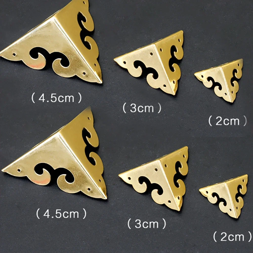 4Pcs Jewelry Box Wooden Box Corner Guard Brass Three Sided Corner Package Corner Protective Zhangmu Box Hardware Accessories