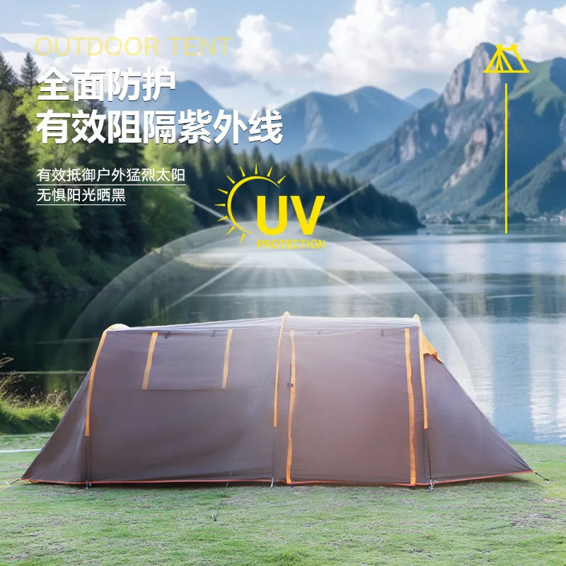 One room, one living room, rainproof tunnel tent 5-8 people outdoor camping, shading big tent, large space for leisure
