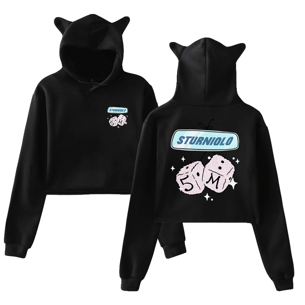 

Sturniolo Triplets Dice Pullover Let's Trip Tour Merch Female Cat Ears Hoodie Long Sleeve Crop Top Streetwear Women's Clothes