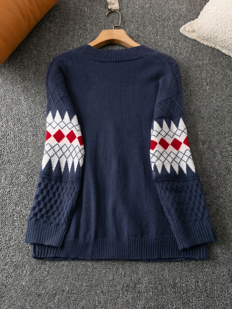 Comodo lavorato a maglia lungo Sve V-Ne Maglieria con bottone singolo Primavera Autunno Coreano Sle Pendolarismo Versatile vestibilità ampia Polyes...