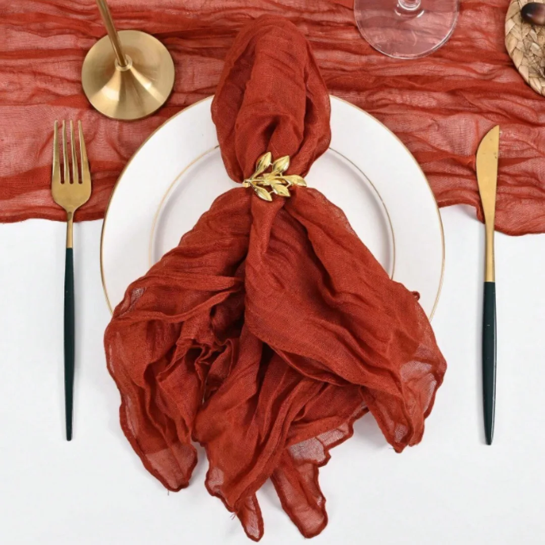6pcs Gauze Napkins with Wrinkles for Elegant Decoration Suitable for family Camping Weddings baby Showers Dining Table Decoratio