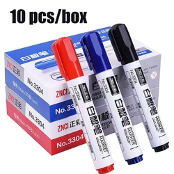 10 PCS Marker Erasable Whiteboard Marker Large Capacity Black Red Blue Oil Ink Soft Fiber Tip Office School Stationery Wholesale