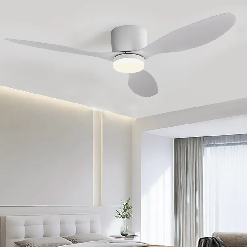 Modern White Ceiling Fan with LED Light, Ceiling Fan with LED Light, Remote Control for Home Lighting Decoration Pendant Light