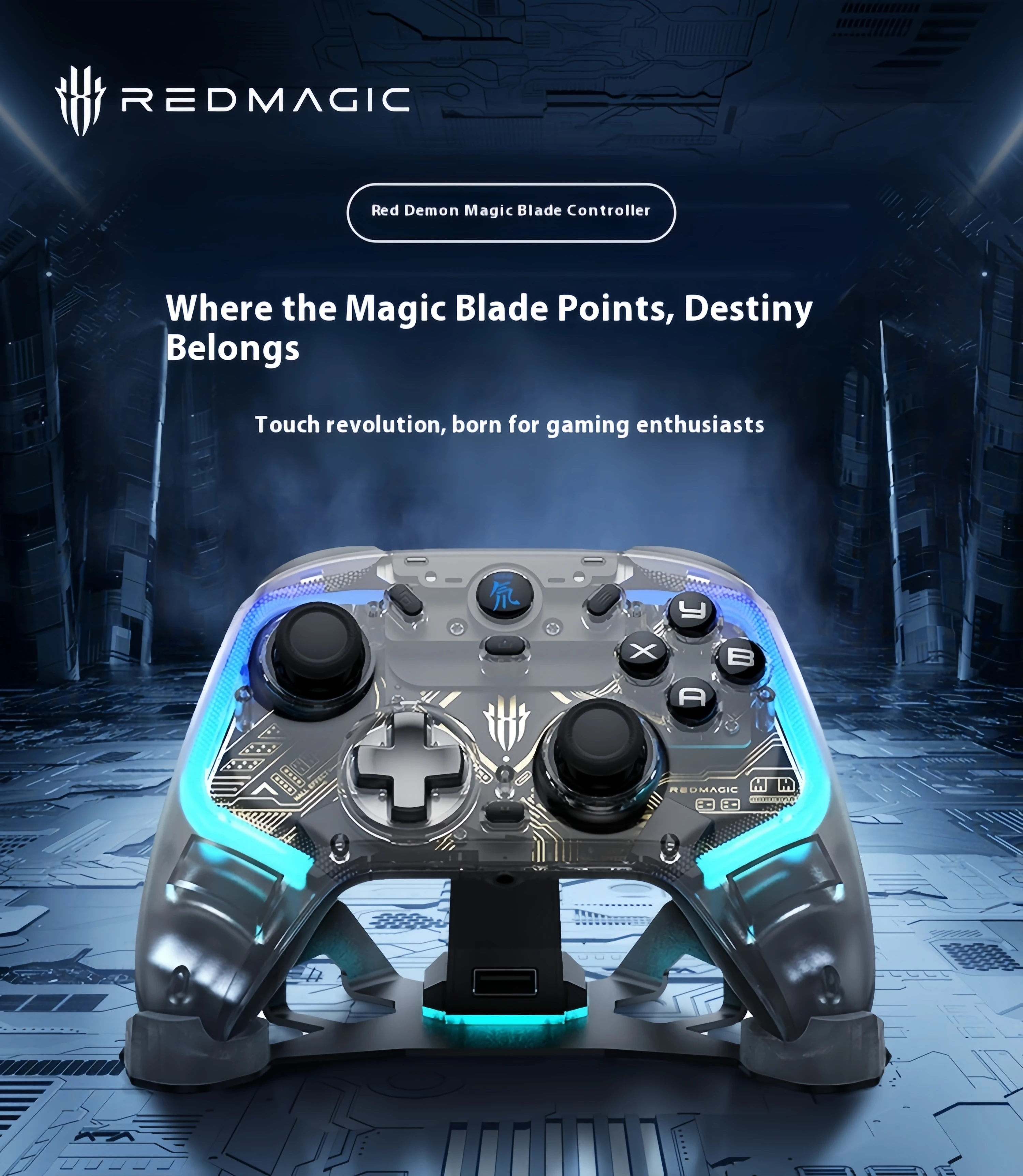 Nubia Redmagic HuanRen Wireless Game Controller 3-Mode 2.4G 1000Hz Return Rate Micro/Linear Trigger Hall Joystick RGB Gampad