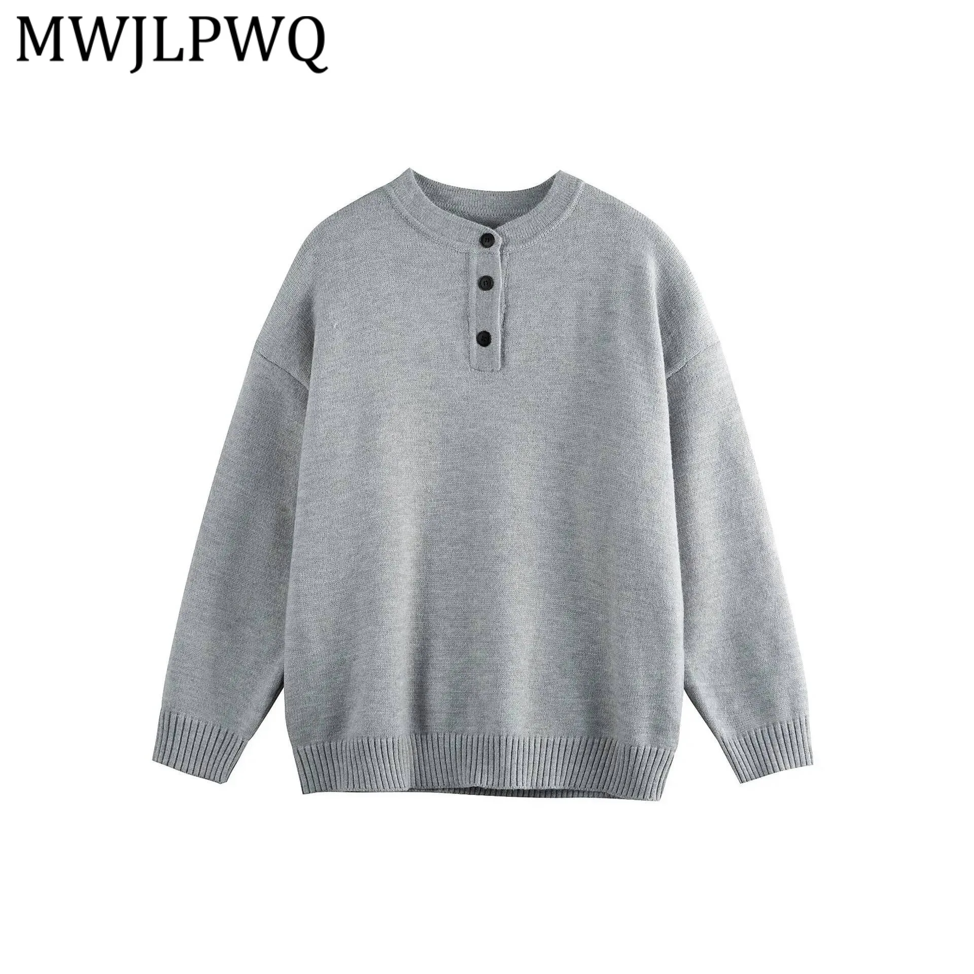 

Мужской свитер MWJLPWQ с пуговицами, простой дизайн, повседневный свободный пуловер в уличном стиле, универсальный, весна 2026, новинка 21921