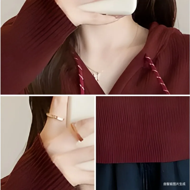 Hooded One-piece Velvet Sweater Women's Autumn and Winter New Pullover Sweater Plus Velvet Thickened Bottoming Top