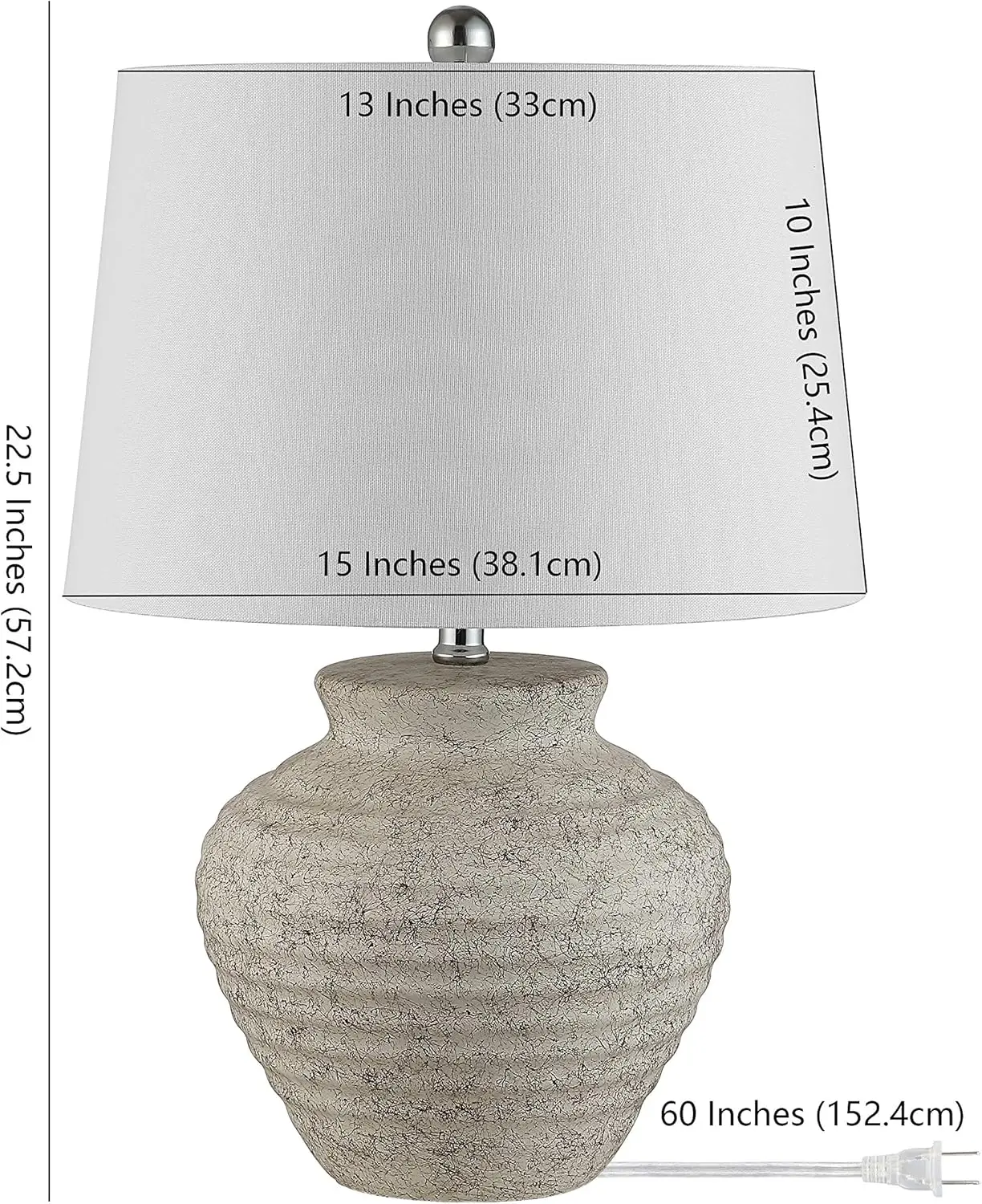 Rustic Farmhouse Light Grey Ceramic 23-inch Table Lamp for Bedroom, Living Room, Office - LED Included
