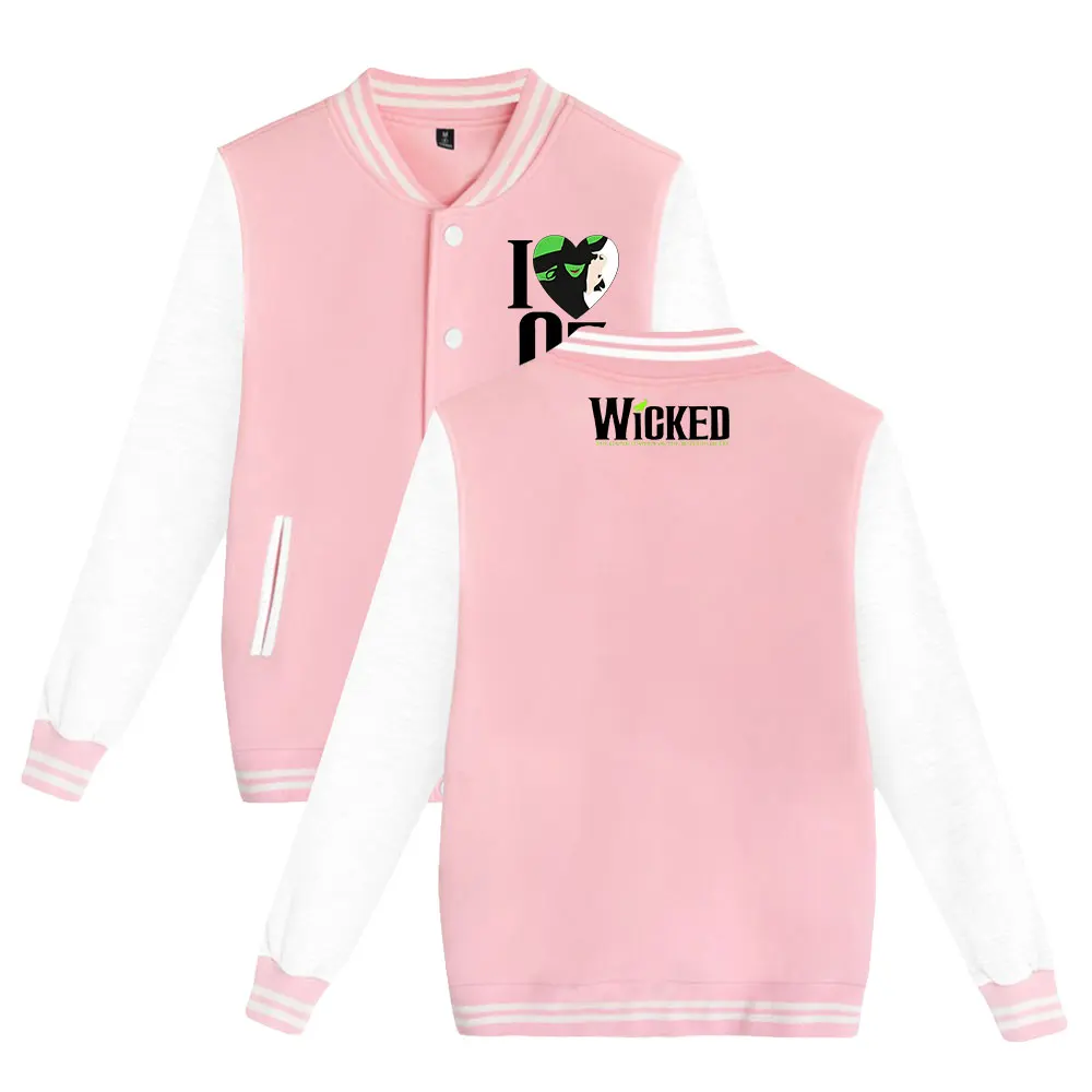 WICKED The Musical Merch Zip Up Baseball Uniform Fleecejacke Damen Herren Streetwear Hip Hop Langarm Rosa Hoodie Sweatshirts