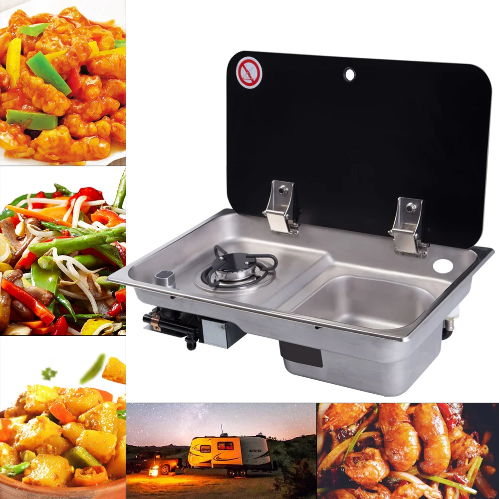 RV موقد الموقد للسفر مقطورات عربات المعسكر السفر في الهواء الطلق التخييم الطبخ الزجاج المقسى غطاء منضدة إعداد توفير المساحة #4