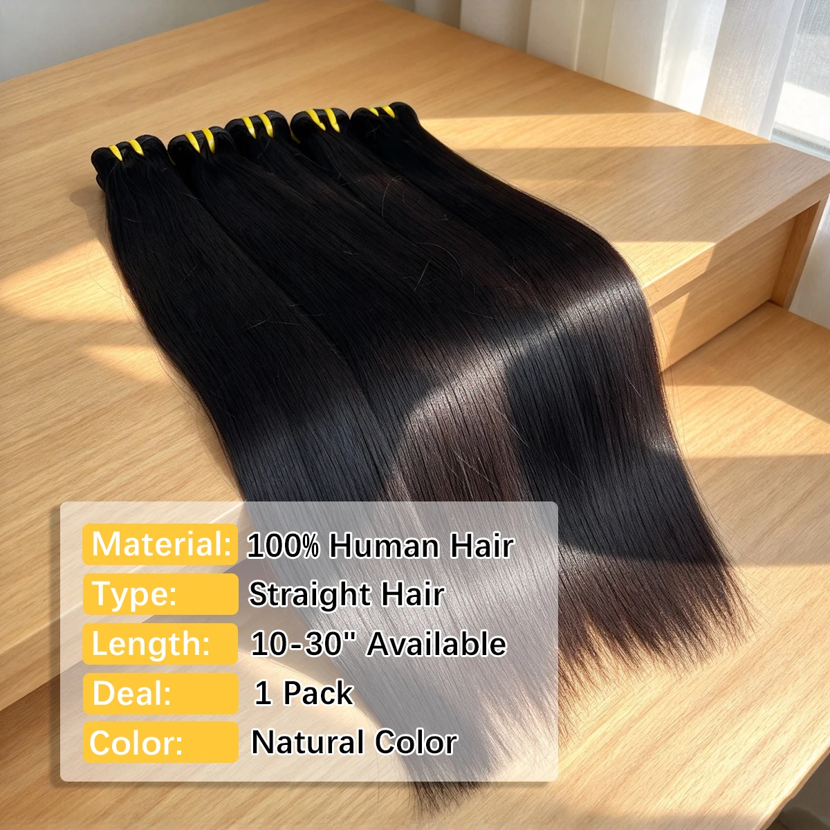 16A, glattes, echtes Haar, doppelt gewebt, unbehandeltes, naturbelassenes Haar, 100 % unbehandelt, zum Einnähen, natürliche Farbe für Damen. – Detail 2