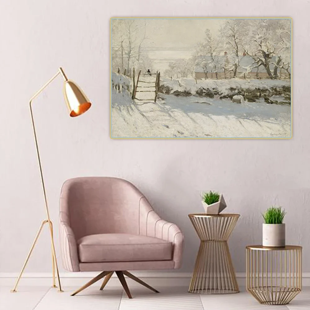 Citon Claude Monet《The Magpie,1869》Canvas Oil Painting Artwork Poster Picture Wall Background Decor Home Interior Decoration