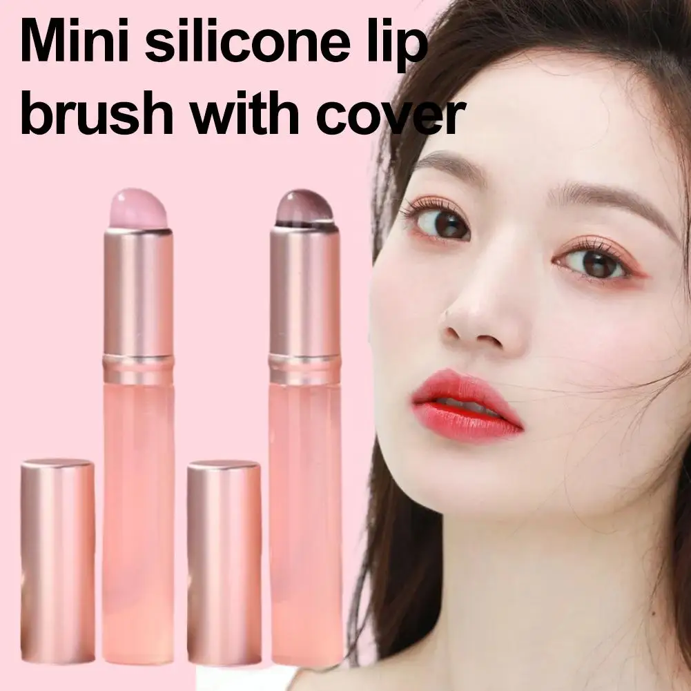 Brosse à lèvres en Silicone avec couvercle comme le bout des doigts, multifonction Q, brosse à rouge à lèvres floraison, pinceaux doux, correcteur pour les yeux Br W1I2