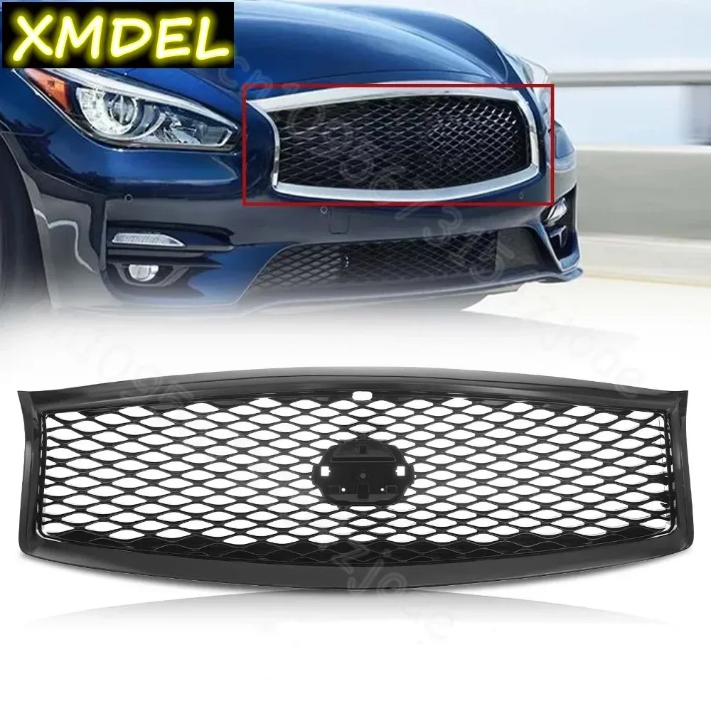 front center grill Front Glossy Black Bumper Grille W/Camera Option car styling 2015 2016 2017 2018 2019 for Infiniti Q70 Q70L