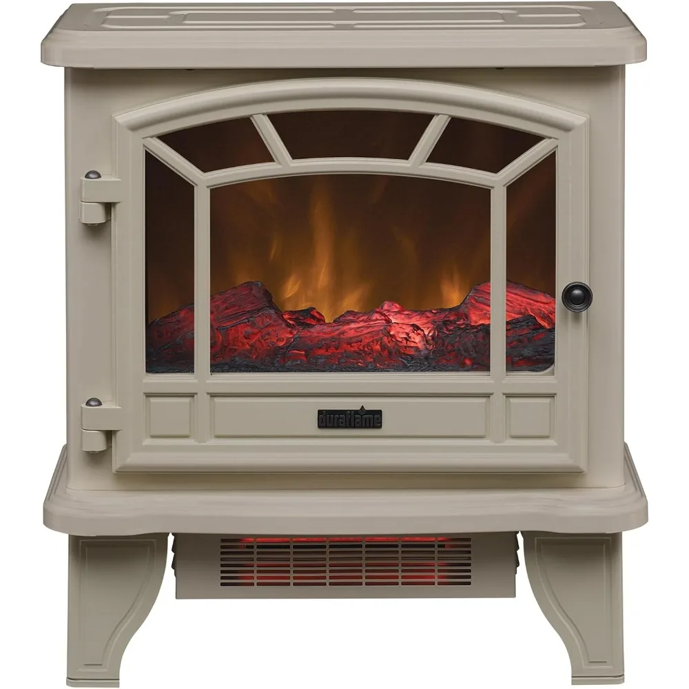Infrared Quartz Electric Fireplace Heater, Cream, with Infrared Technology