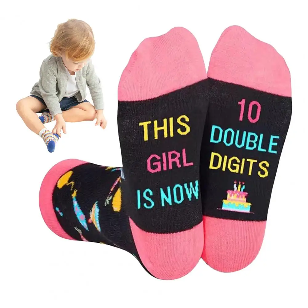 10th Birthday Girl Socks Colorful 10th Birthday Party Socks for Kids Fun Gift for Boys Girls Mid-tube Candy Color Sport School