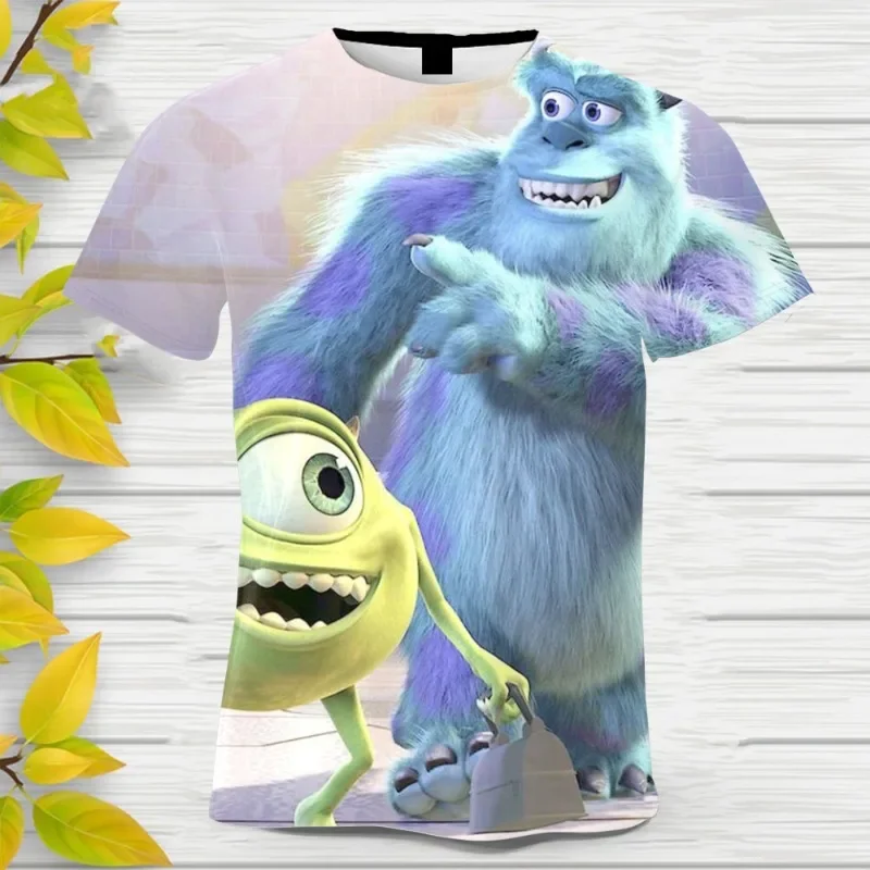 2024 Summer Disney Monsters Inc 3D Printed Men\'s T-shirt Children Casual Short Sleeve T-shirts Funny Kids Tees Tops