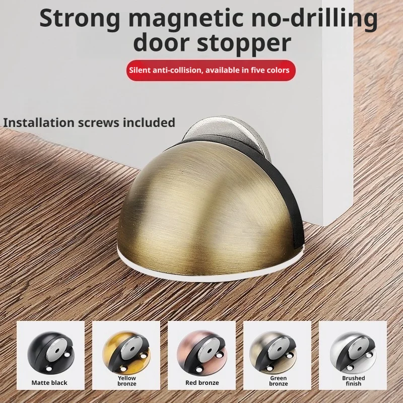 New No-Drill Windproof Magnetic Buffer Door Stopper, Silicone Anti-Collision Floor Door Holder for Bedroom & Glass Doors