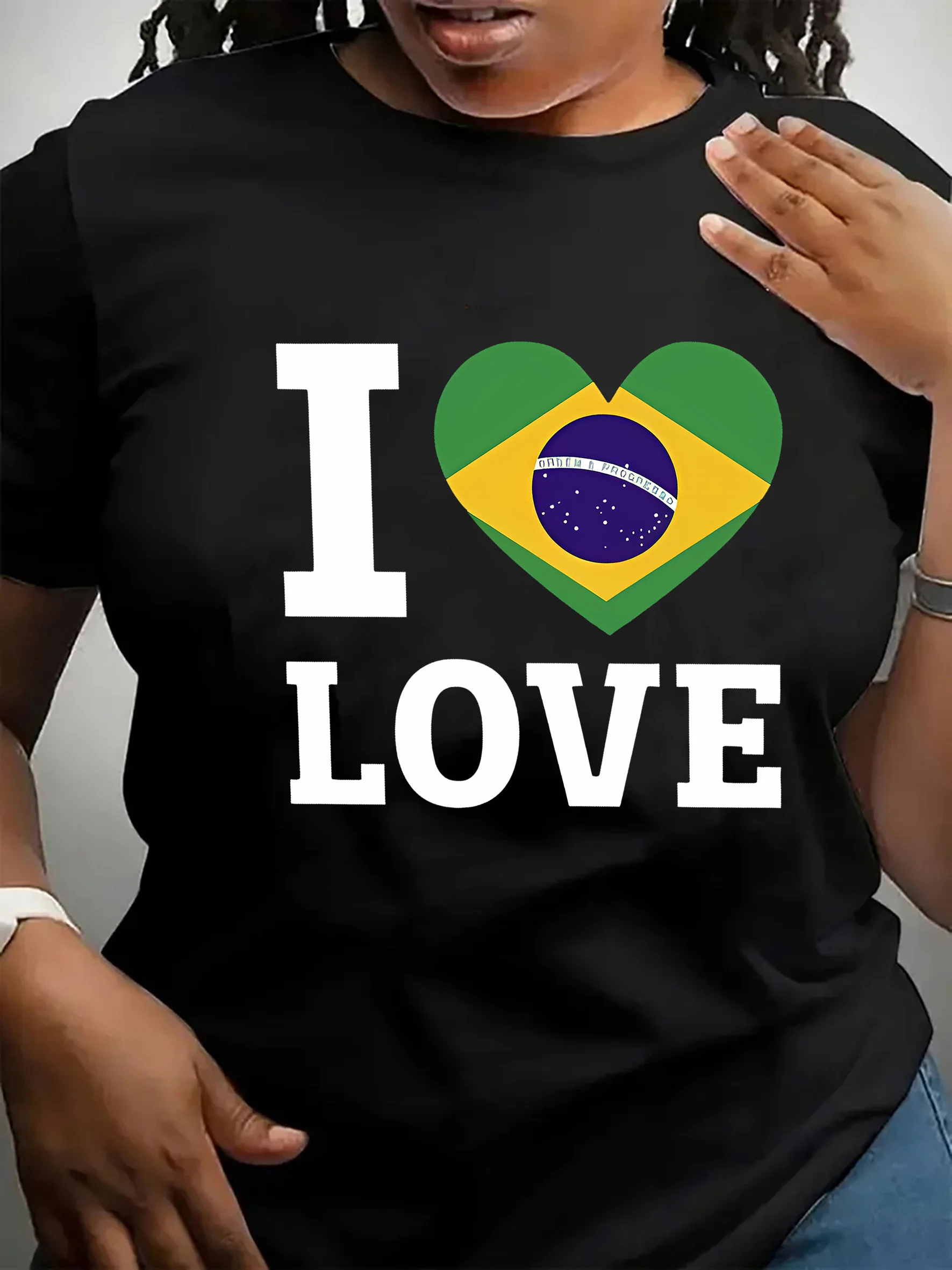 

Love Brazil Graphic Printing Summer Autumn Winter Cotton Men's and Women's T-Shirts Short Sleeves Luxury Outdoor Sports Brand