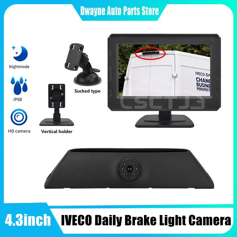 

For IVECO Car Brake Light Camera Daily Brake Light Car Rear View Camera Backup Camera 4.3'' Rearview Mirror Monitor