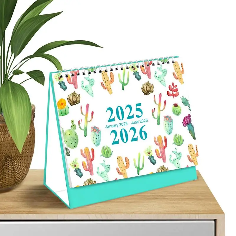 Cactus Calendar Plant Calendar Planner 7.1x8.1 Inch Small Calendar January 2025-June 2026 Desktop Planner For Easy Organizing