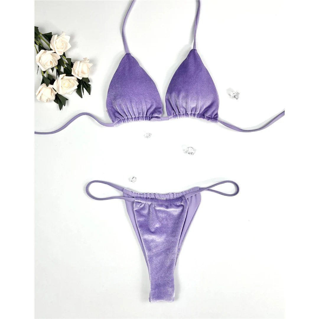 17 Farben, Neckholder, hoher Beinausschnitt, gepolstert, zweiteiliger Bikini, Damen-Bikini, Badeanzug, Damen-Badebekleidung, Bather, Schwimmbekleidung V5974 – Detail 12