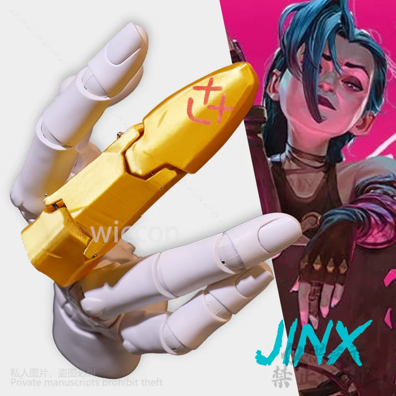อะนิเมะ Jinx คอสเพลย์ร้อนเกม Arcane 2 LOL 3d Finger Props อุปกรณ์เสริมสําหรับสาวฮาโลวีน Christmas Party ของขวัญที่กําหนดเอง