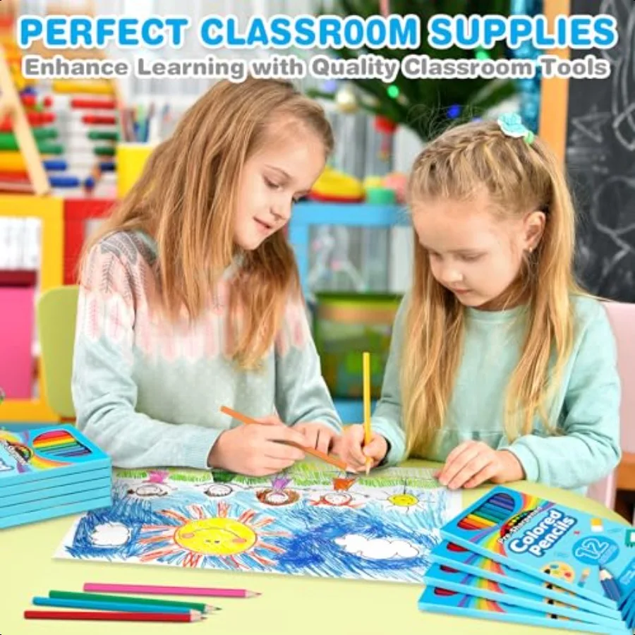 432 Count Colored Pencils Bulk for 36 Packs Presharpened Coloring Pencils in 12 Colors Bulk School plies for Teachers Ideal Bac