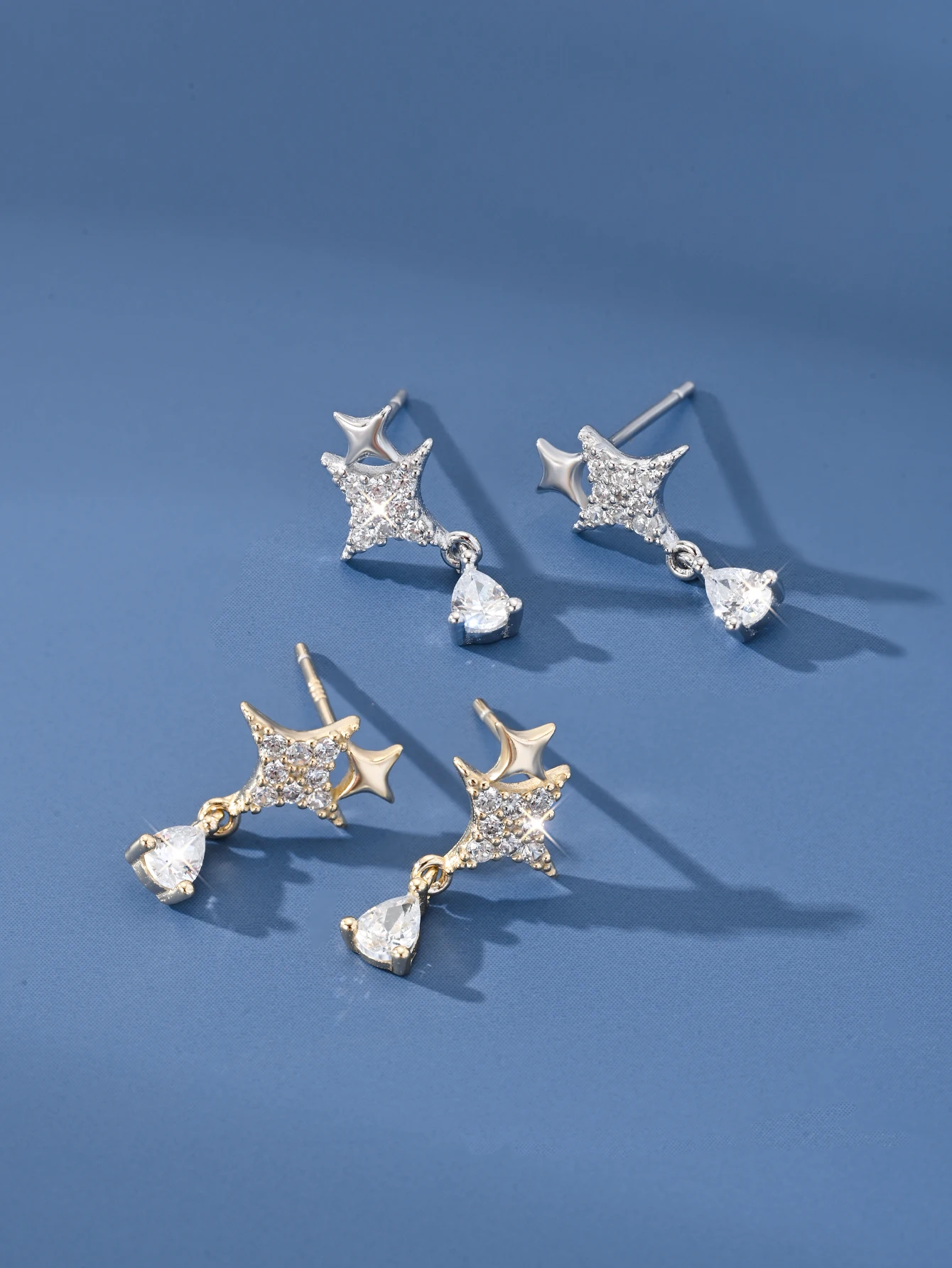 

Sparkling Stars, 925 Sterling Silver Zircon Inlaid Pendant, Sweet and Luxurious Jewelry, Holiday Gift