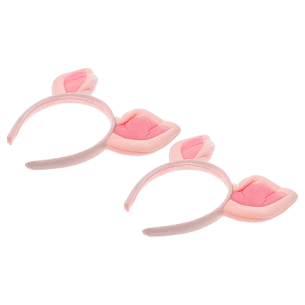 

2 Pcs Three Costume Pink Pig Ears Headband Makeup Cute for Teen Girls Headgear Headpiece