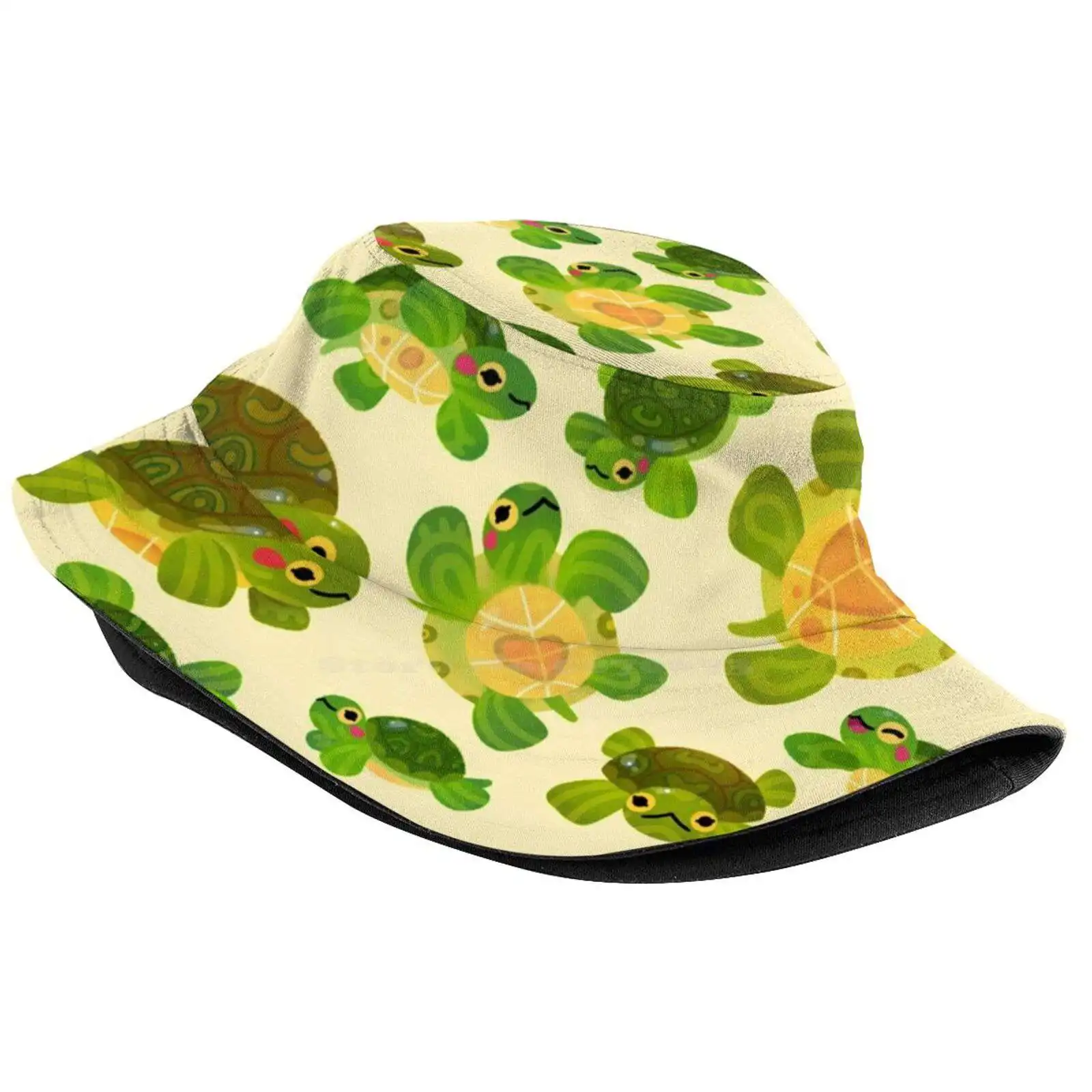 Red-Eared Slider - Pastel Sun Cap Fisherman Hat Bucket Hats Red Eared Slider Turtle Animal Reptile Cute Cheerful Positive Smile