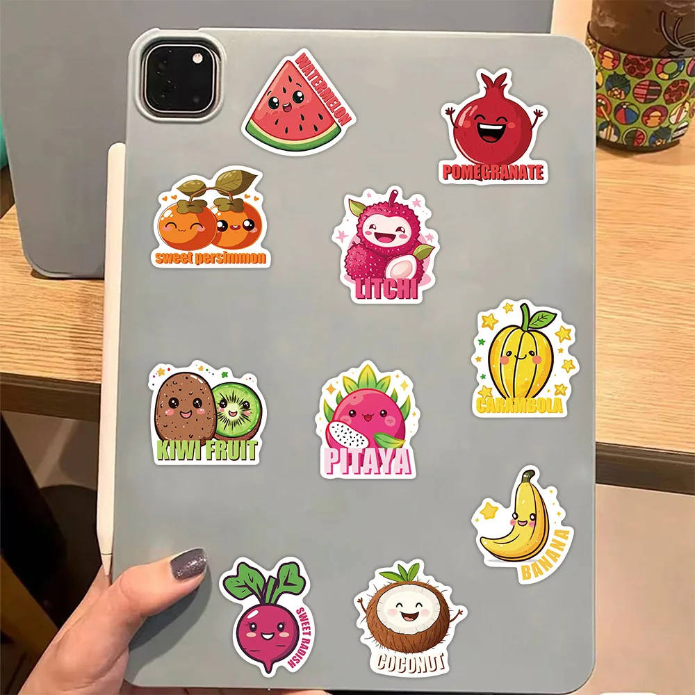 50 Uds. De pegatinas de grafiti de frutas de dibujos animados, decoración DIY, manuales, papelería, equipaje, cuaderno, pegatinas impermeables