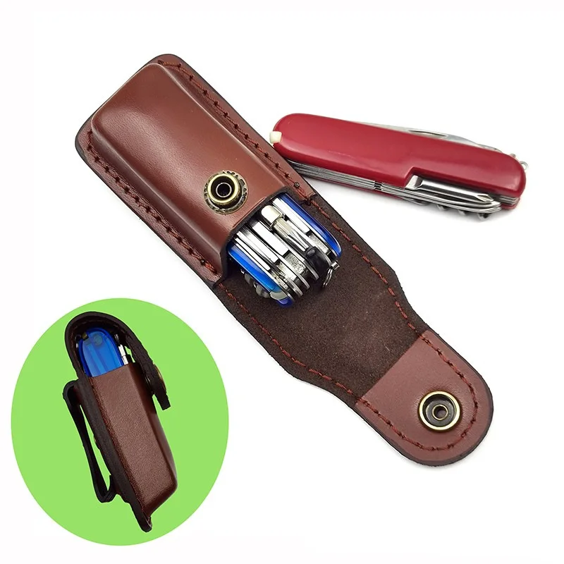 Genuine Leather Scabbard Folding Tool Leather Case for 91/111MM  Folding Knife Cover Buck JEEP Protective Shell