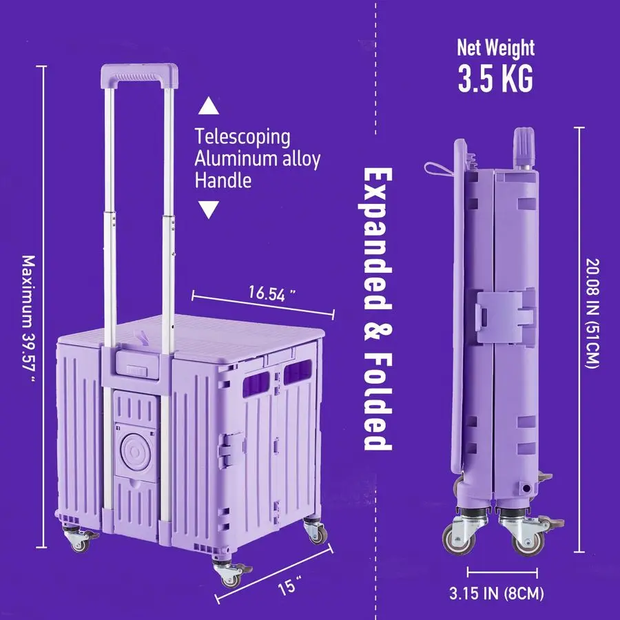 عربة المرافق المحمولة المتداول قفص عربة التسوق عربة أدوات قابلة للطي، مع غطاء، سلة على 4 عجلات دوارة، ل Gro #4