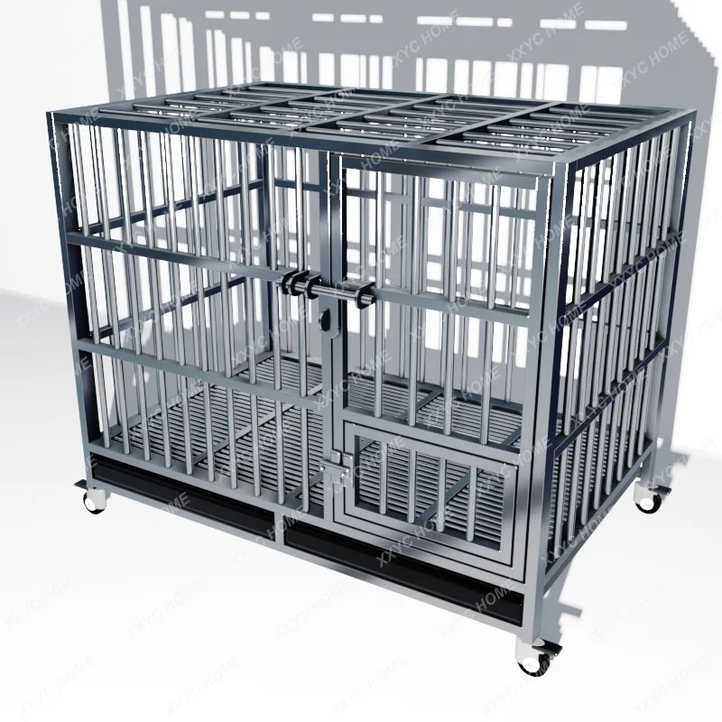 

Stainless Steel Dog Crate Large Dog Medium-Sized Dog Dog Cage Folding Pet Bold Cat Cage Cat House Outdoor