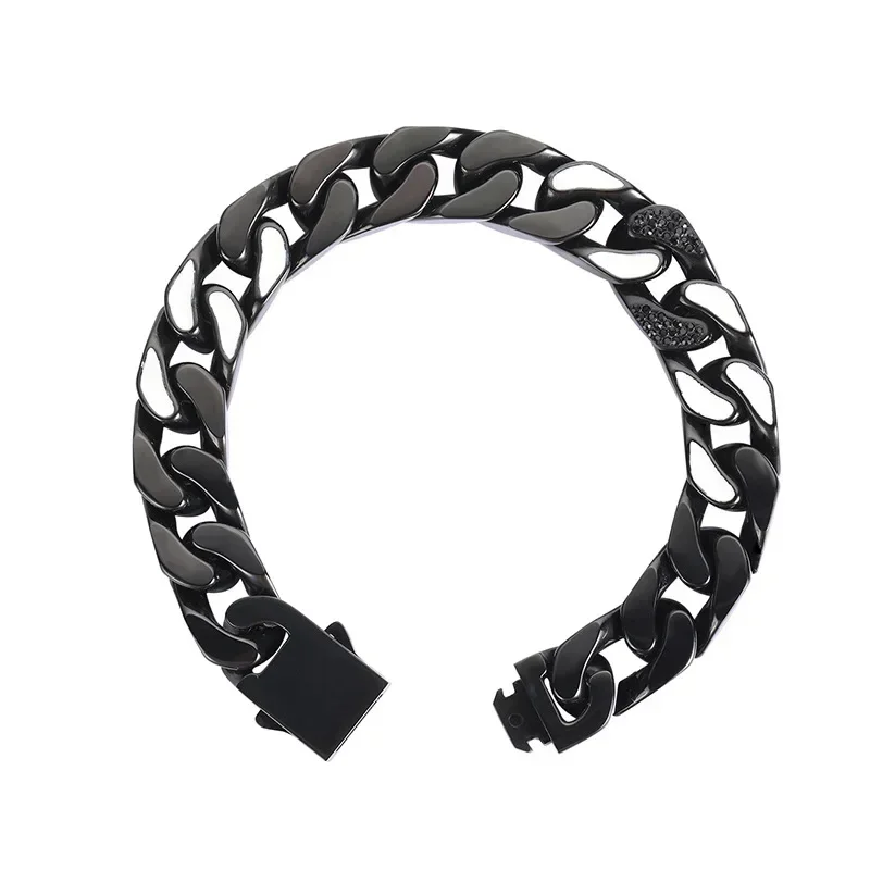 2026Stainless Steel Cuban Chain Niche Design Sense Hip Hop Rap Titanium Steel Zircon Men\'s Bracelet Jewelry