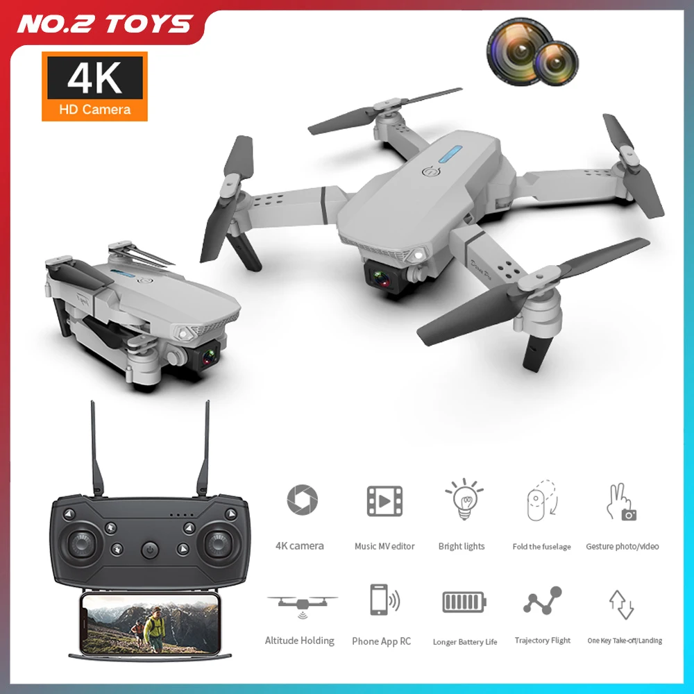 E88 RC Mini Drone Profesional 4K HD Dual Camera 2.4G Foldable Quadcopter WIFI Real-time Transmission Helicopter Toy for Boy Gift