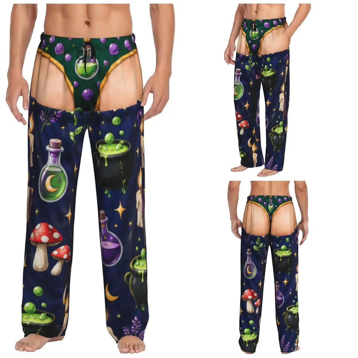 Funny Sexy Halloween Spider Web Spooky Gothic Raven Witchy Zombie Pumpkin Mens Pajama Pants Lounge Pants Sleep Bottoms