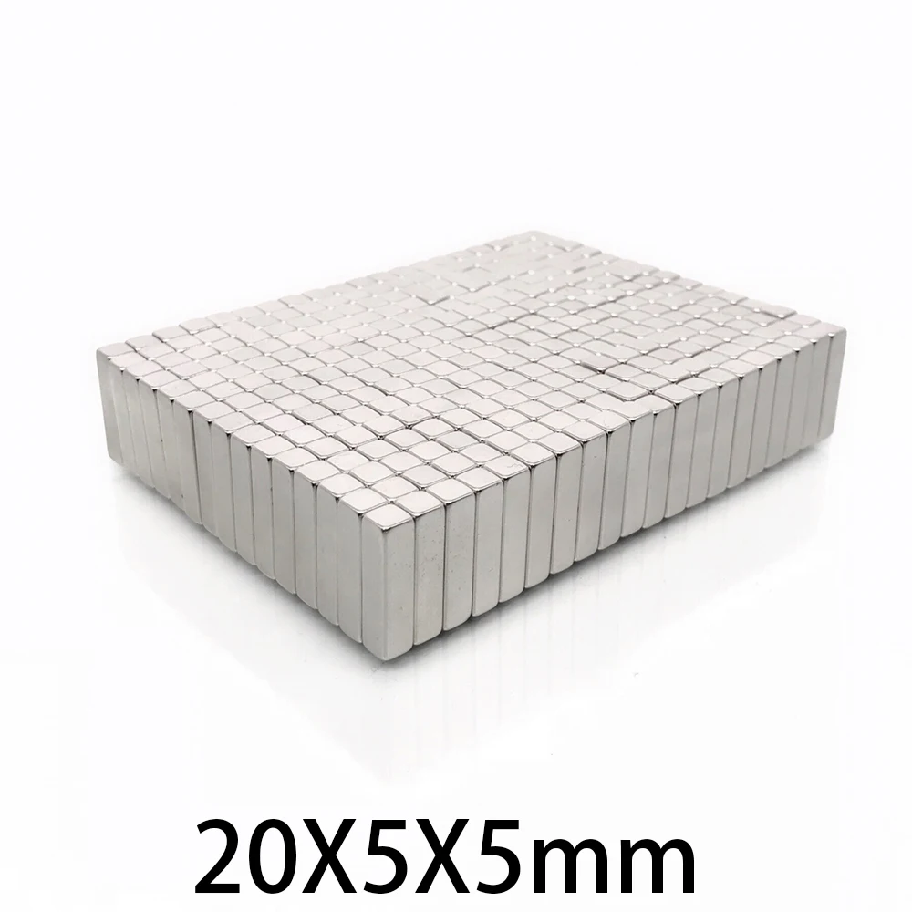 N52 20x5x1 20x5x2 20x5x3 20x5x5 N35 Rectangle Square Neodymium Bar Block Strong Magnets Search Magnetic Ndfeb Motor Generator