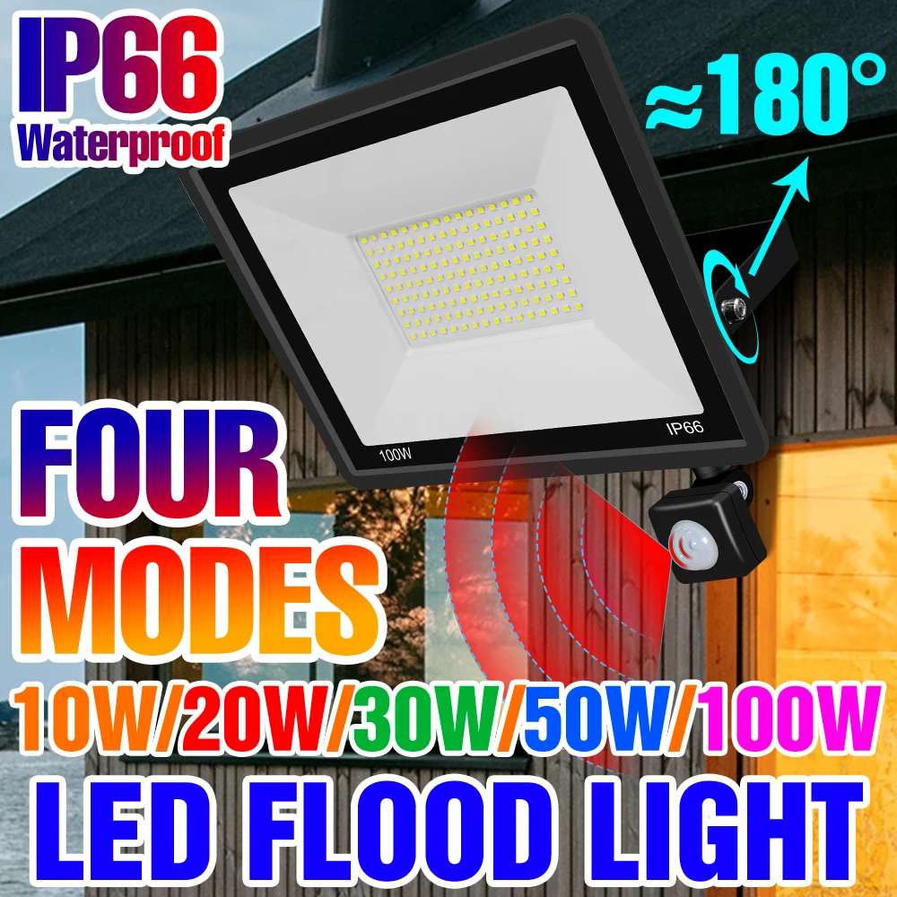 

220V LED Flood Light PIR Motion Sensor Garden Projector Lighting Outdoor Spotlight Floodlight IP66 Waterproof Street Lightings