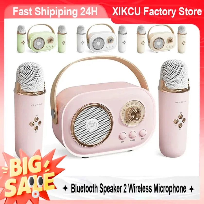 

Беспроводная колонка XIKCU Bluetooth 2 с микрофоном, поддержкой караоке, воспроизведением с TF-карты и FM-радио, HIFI-басами, функцией громкой связи, подарок на день рождения для детей