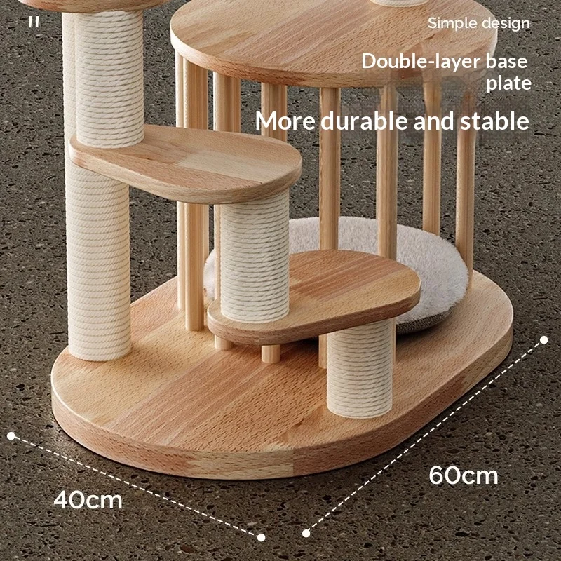 Árbol para gatos Munchkin de madera maciza, cama y salto todo en uno - imagen 3