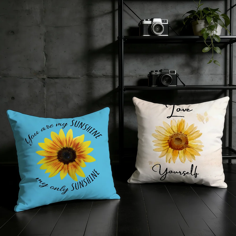 Vintage Summer Sunflower cushion cover Birthday Anniversary Gifts Double Sided Printed Zipper Cushion Cover Soft Skin Bedding