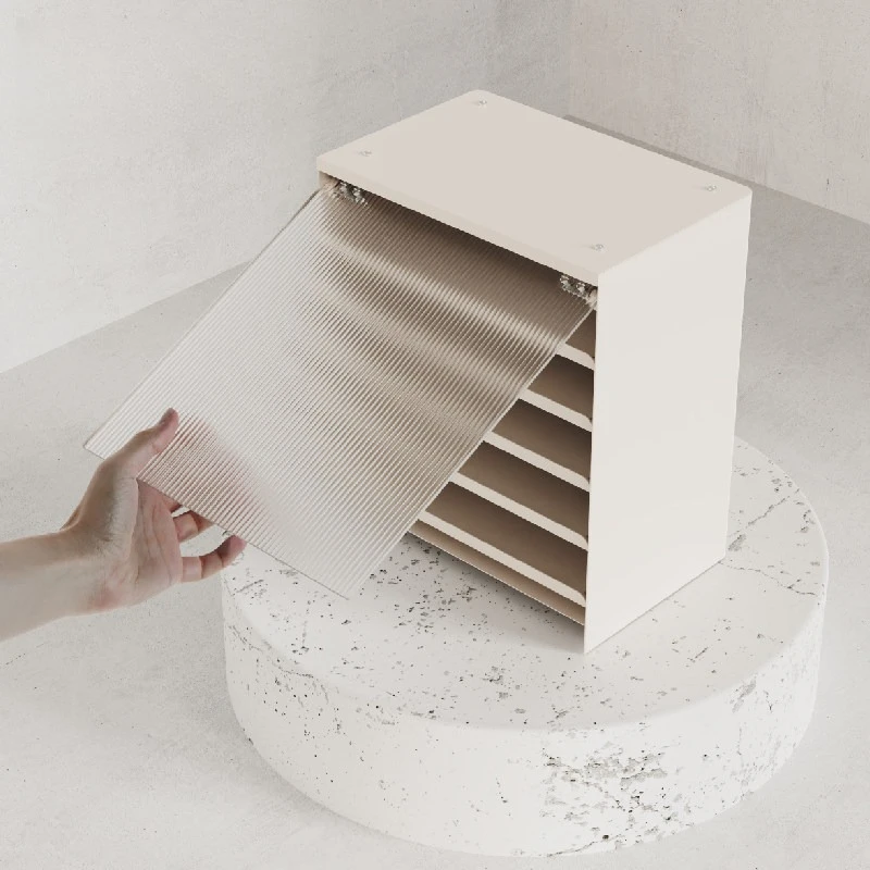 Minimalist Metal Makeup Organizer Layered Storage for Jewelry Cosmetics Magnetic Dustproof Design with Anti-Slip Base for Desk