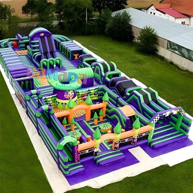 Outdoor Inflatable Park Slide Jumping Bouncer Adult Fun City Playground Air Obstacle Course Running Game for Sale