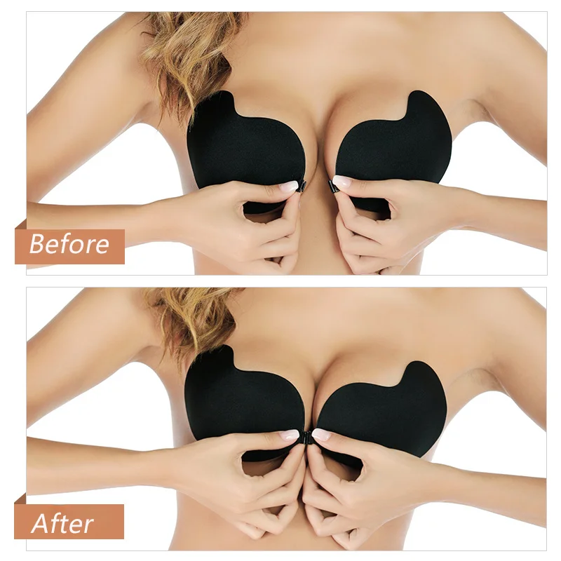 Women Invisible Push Up Bra Reusable Silicone Nipple Cover Bra Pad Skin Adhesive Strapless Push Up Bra Nipple Tape Invisible Bra